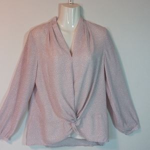 Adrianna Papell Muted Taupe Print Blouse